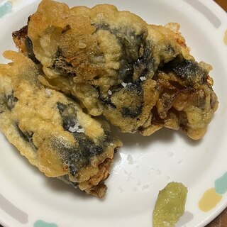 ワサビで頂く《牡蠣の天ぷら》